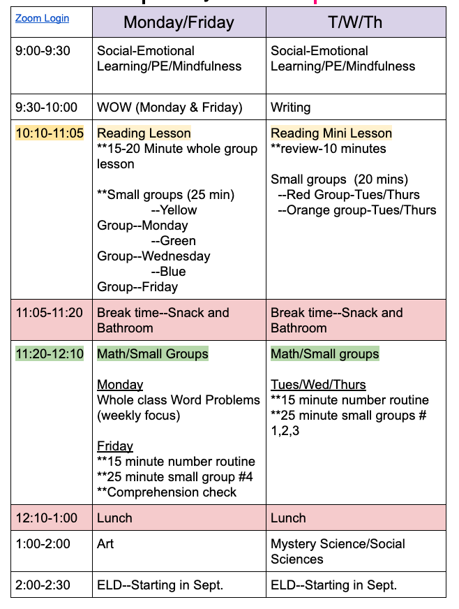 Daily Schedule